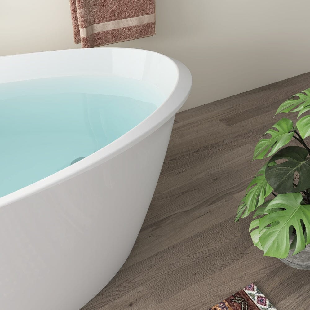 Mokleba 59&quot; Acrylic Oval Shape Freestanding Soaking Bathtub with Overflow