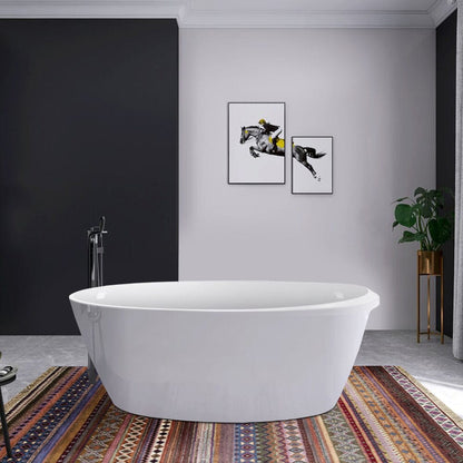 Mokleba 67&quot; Acrylic Oval Modern Freestanding Soaking Bathtub White