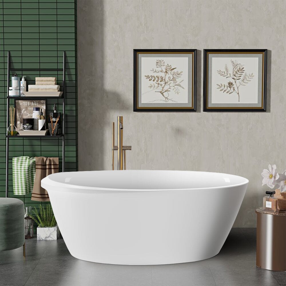 Mokleba 67&quot; Acrylic Oval Modern Freestanding Soaking Bathtub White