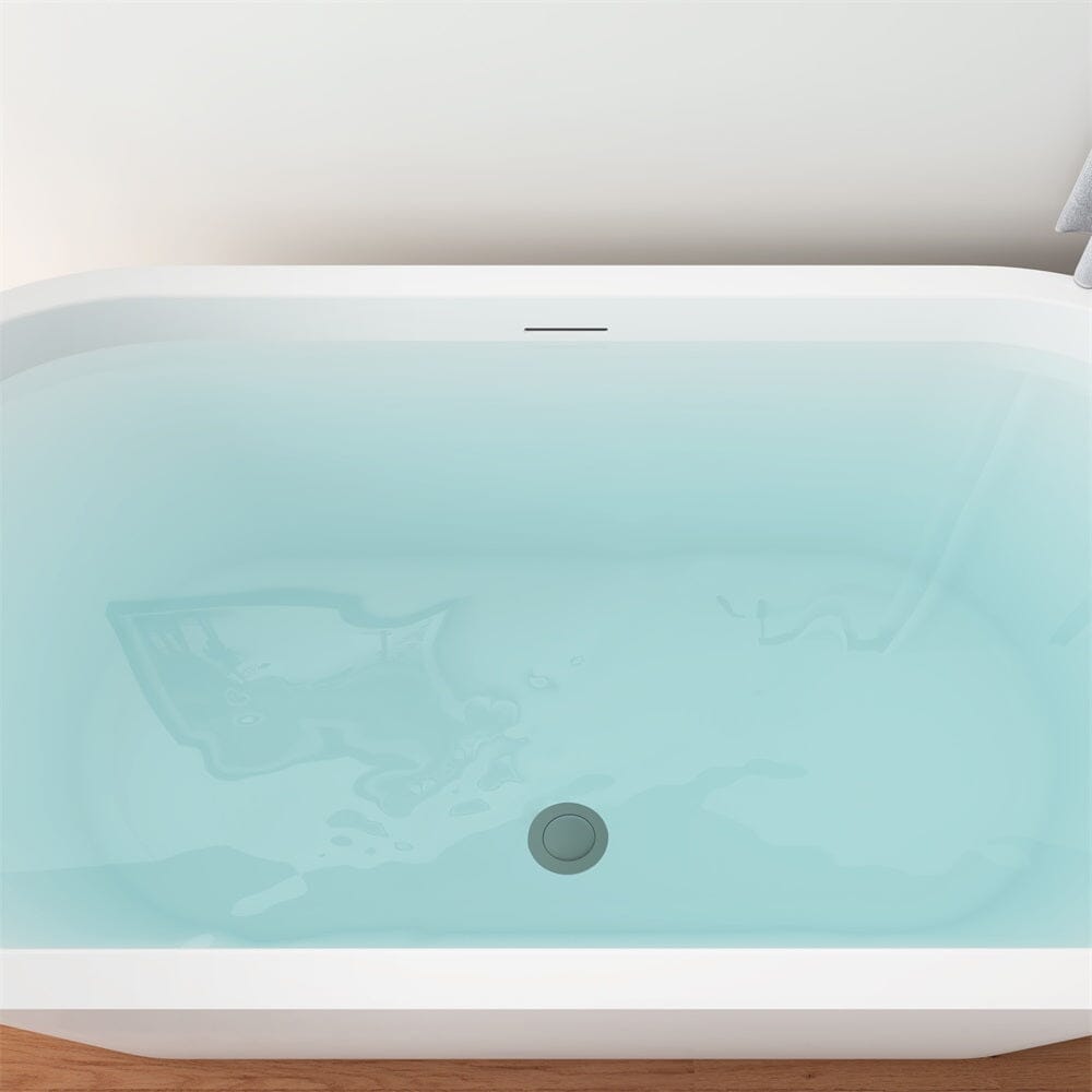 Mokleba 59 in. Acrylic Flatbottom Bathtub with Freestanding Drain Glossy White