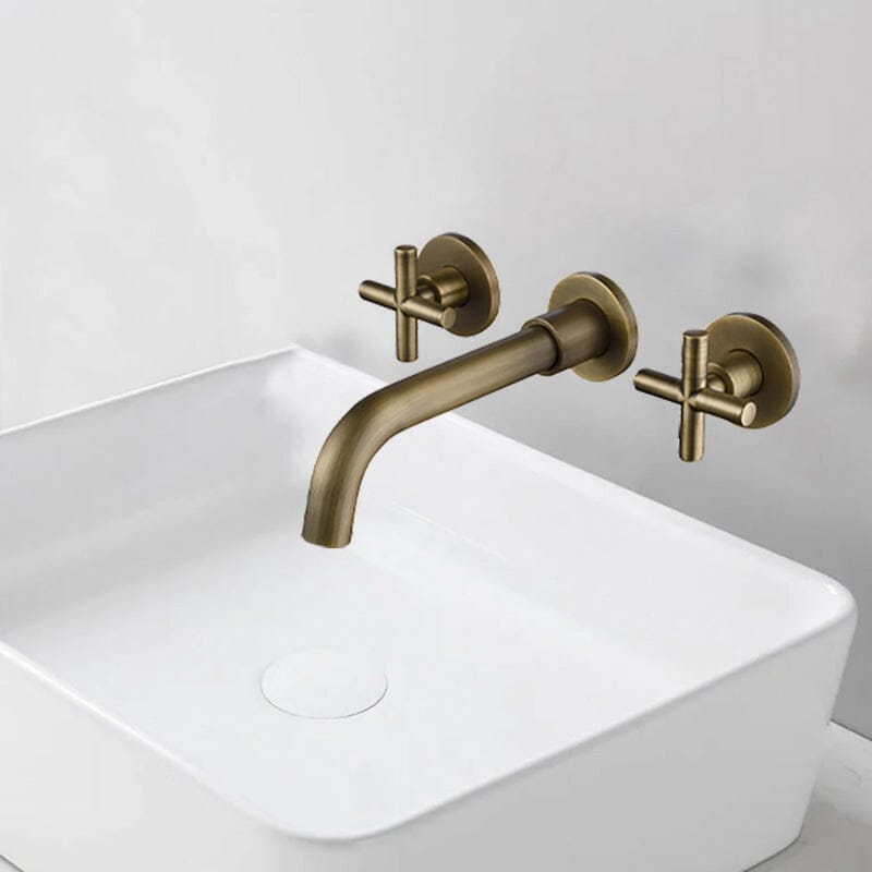 Giving Tree Double Handle Wall Mounted Bathroom Sink Faucet