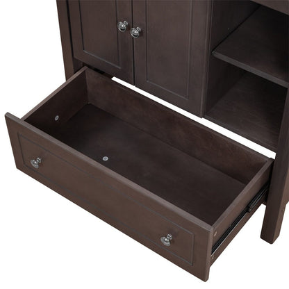 Giving Tree 30&quot; Bathroom Vanity with Sink, Bathroom Storage Cabinet with Doors and Drawers, Solid Wood Frame, Ceramic Sink, Brown