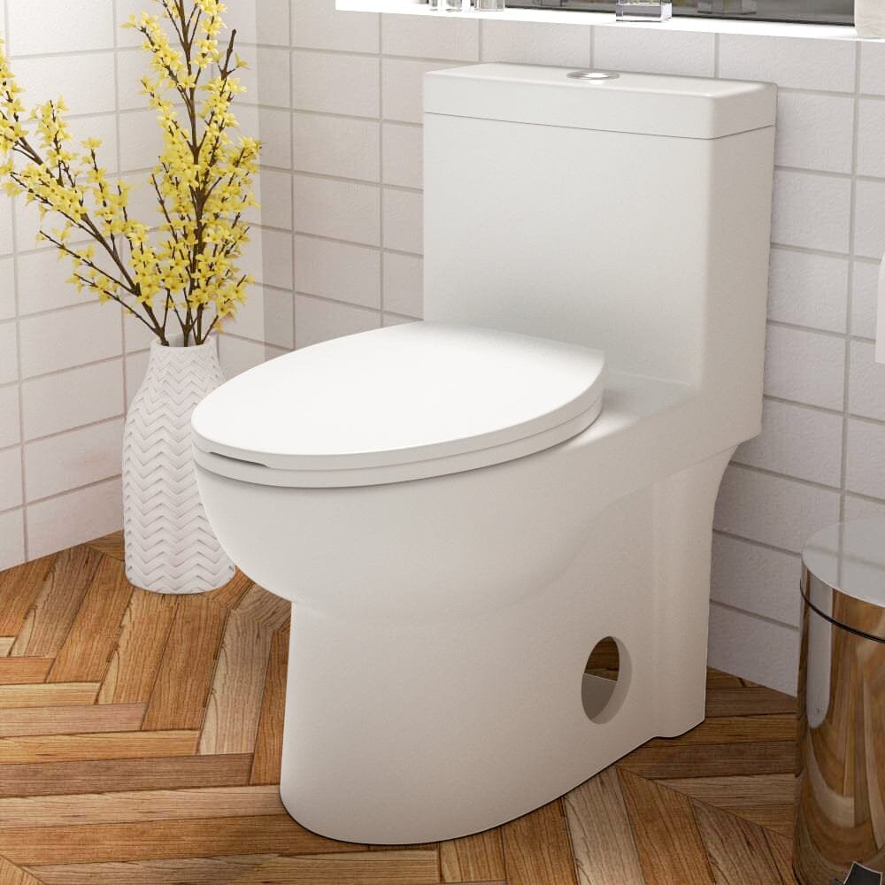 Giving Tree Powerful &amp; Quiet Dual Flush Modern One Piece Toilet with Soft Closing Seat