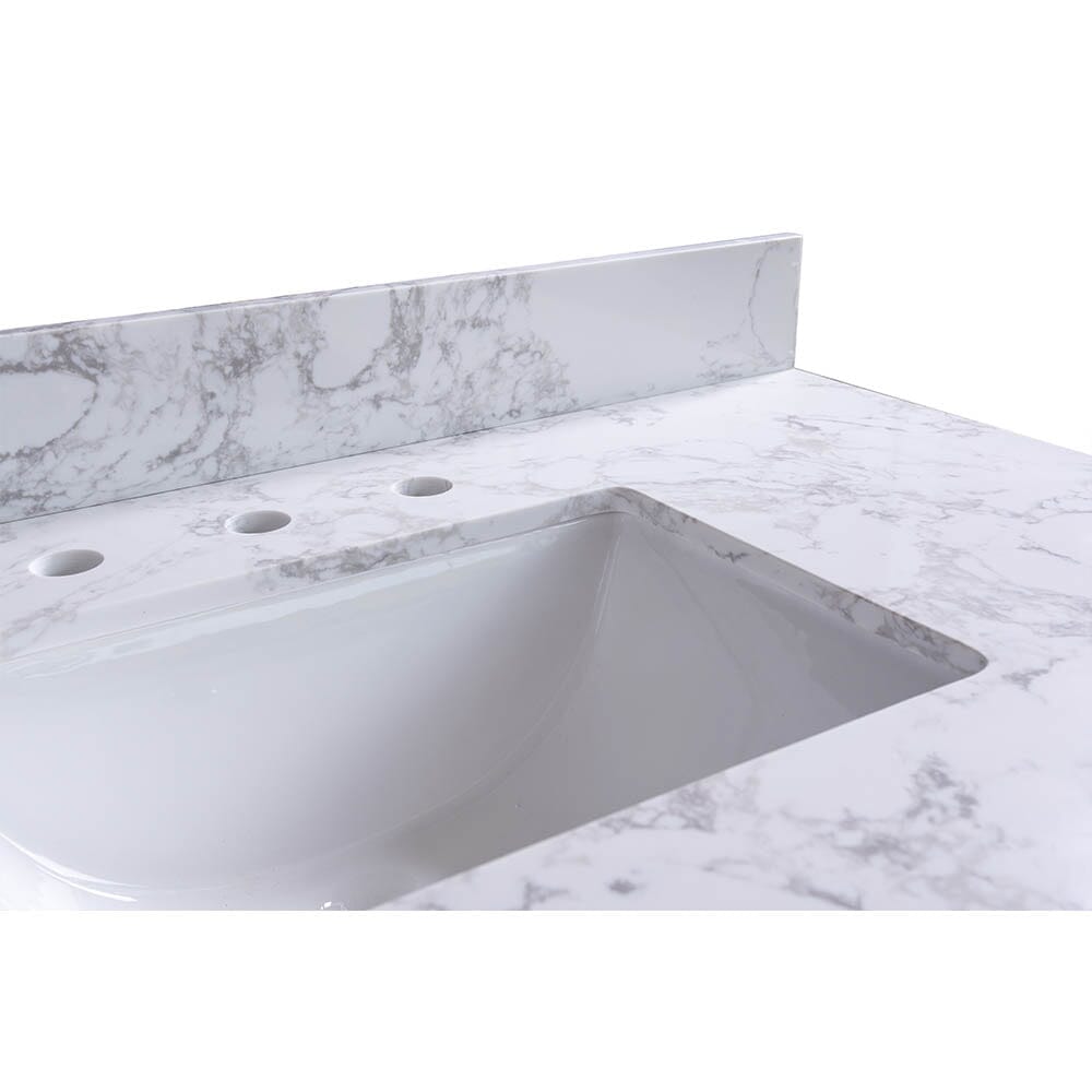 Giving Tree 49&quot; carrara white engineered stone vanity top backsplash