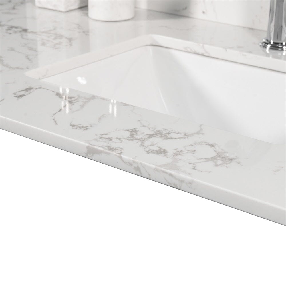 43&quot; x22&quot; bathroom stone vanity top with rectangular undermount ceramic sink and back splash