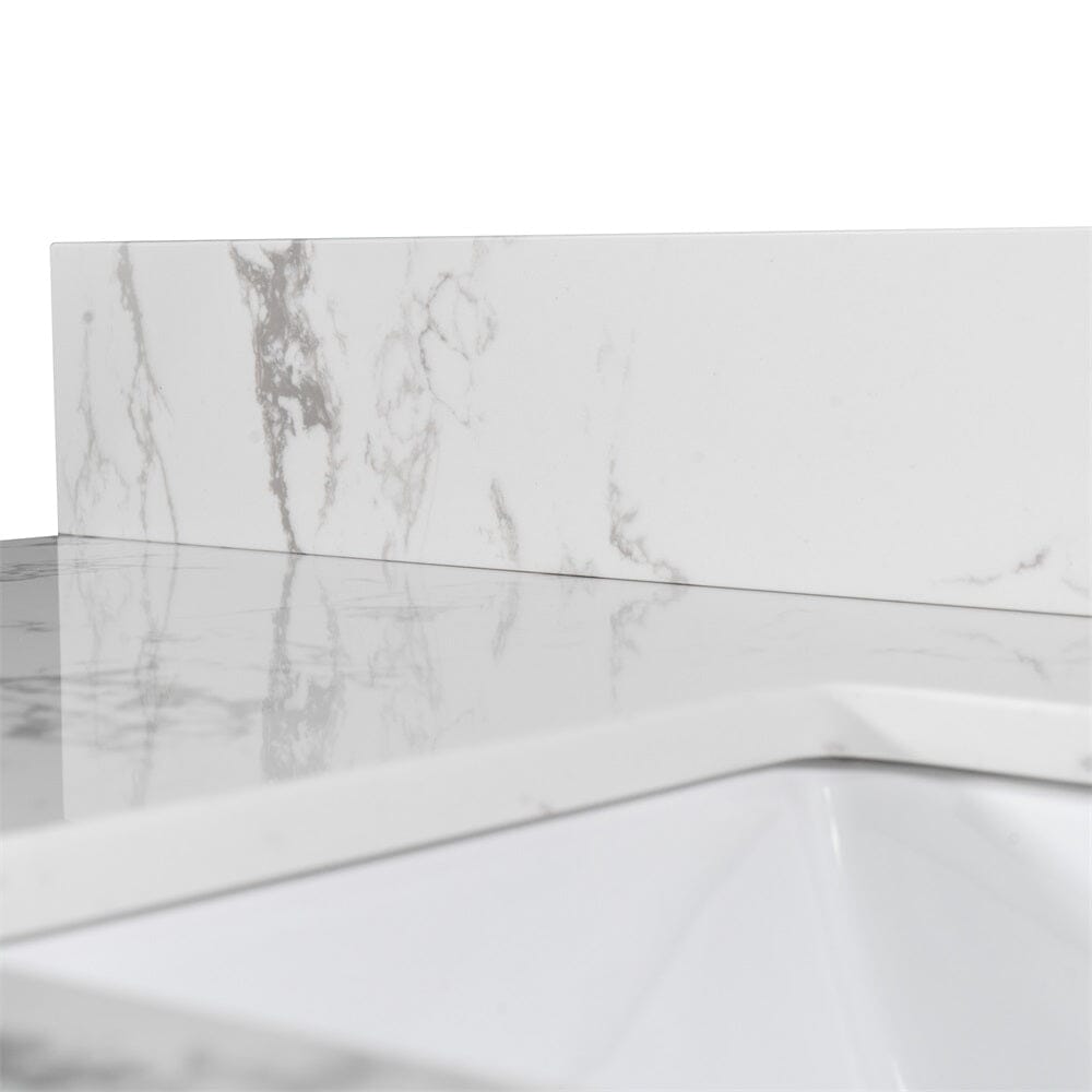 43&quot; x22&quot; bathroom stone vanity top with rectangular undermount ceramic sink and back splash