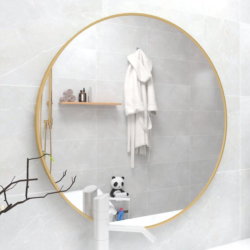 Giving Tree 28&quot; Large Round Gold Border Wall Mirror for Make Up Vanity