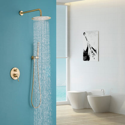 Wall Mounted Shower Faucet Set for Bathroom with 10&quot; Shower Head Brushed Gold