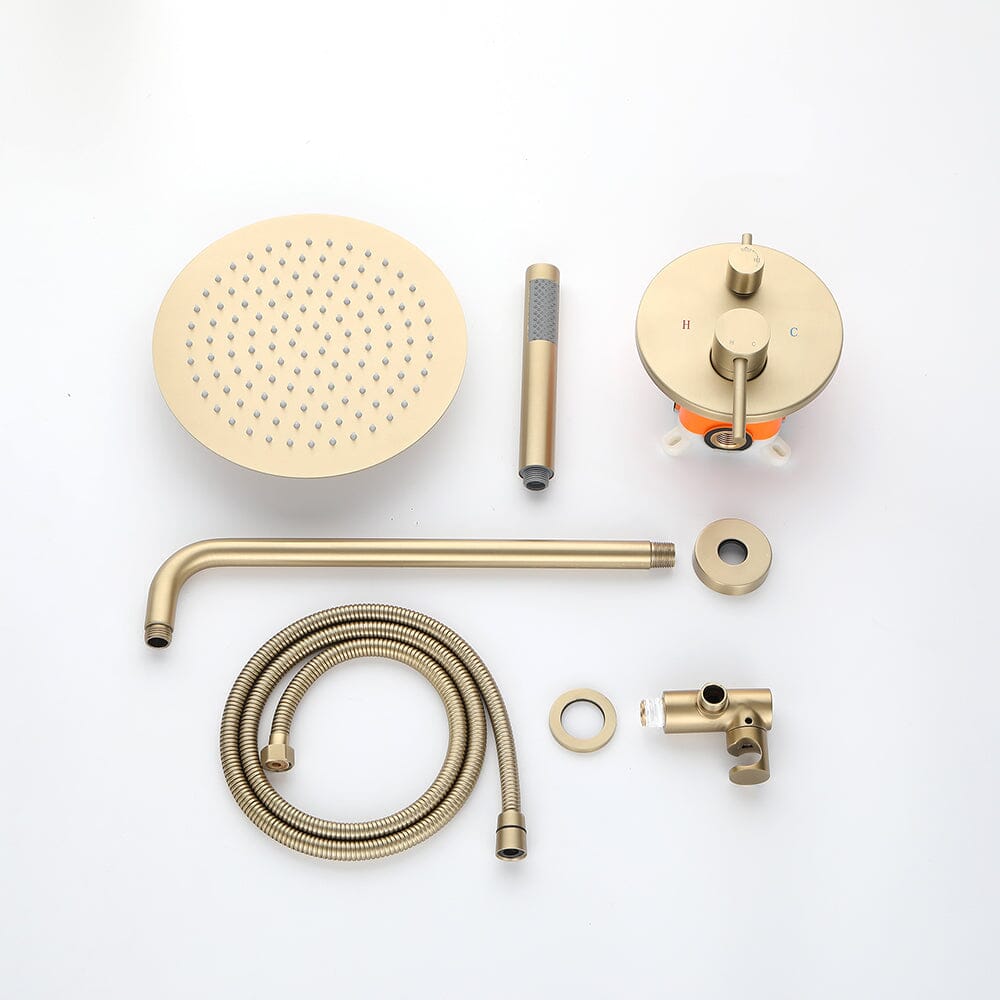 Wall Mounted Shower Faucet Set for Bathroom with 10&quot; Shower Head Brushed Gold