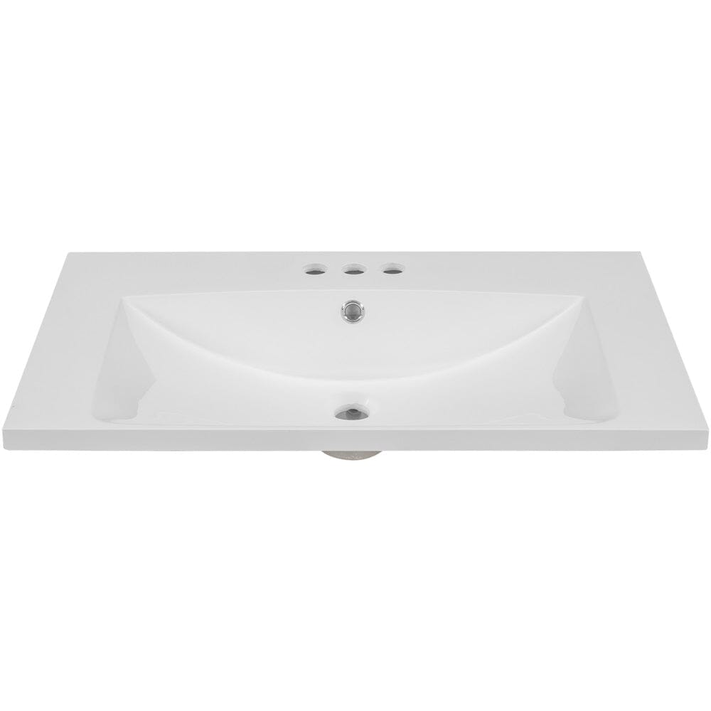 Giving Tree 30&quot; Single Bathroom Vanity Top with White Basin, 3-Faucet Holes, Ceramic, White