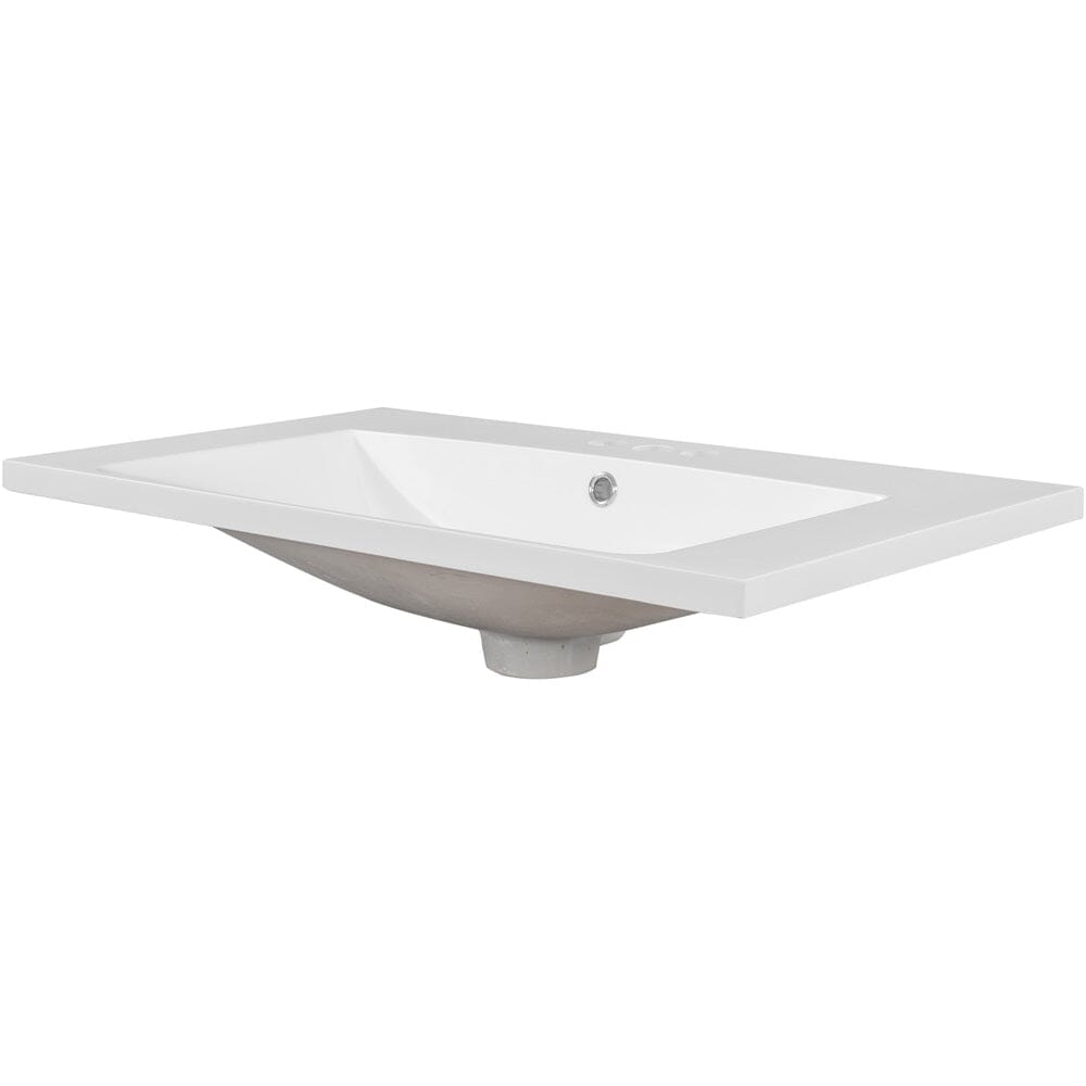 Giving Tree 30&quot; Single Bathroom Vanity Top with White Basin, 3-Faucet Holes, Ceramic, White