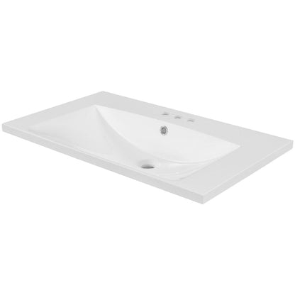 Giving Tree 30&quot; Single Bathroom Vanity Top with White Basin, 3-Faucet Holes, Ceramic, White