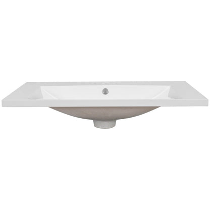 Giving Tree 30&quot; Single Bathroom Vanity Top with White Basin, 3-Faucet Holes, Ceramic, White