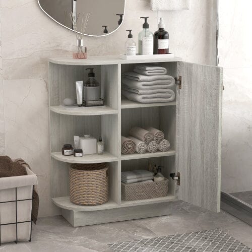 Giving Tree Open Style Shelf Cabinet with Adjustable Plates Ample Storage Space Easy to Assemble, Oak