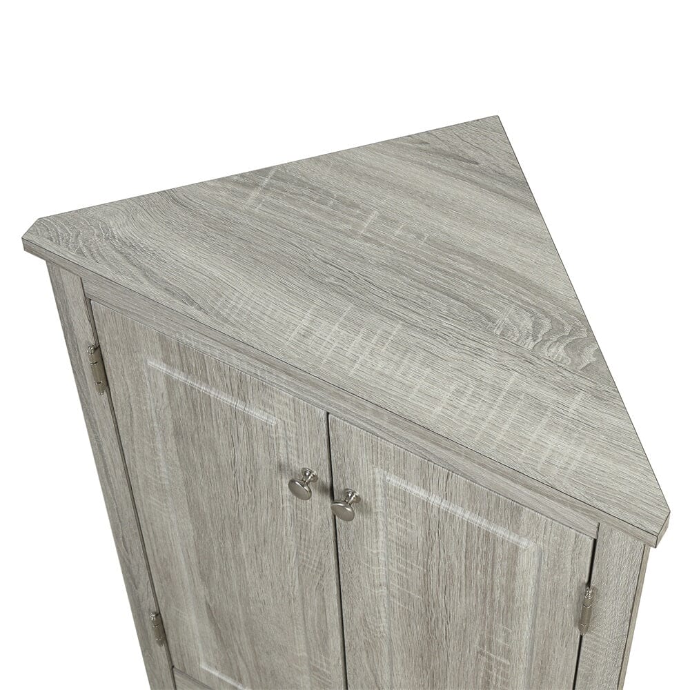 Giving Tree Oak Triangle Bathroom Storage Cabinet with Adjustable Shelves, Freestanding Floor Cabinet for Home Kitchen