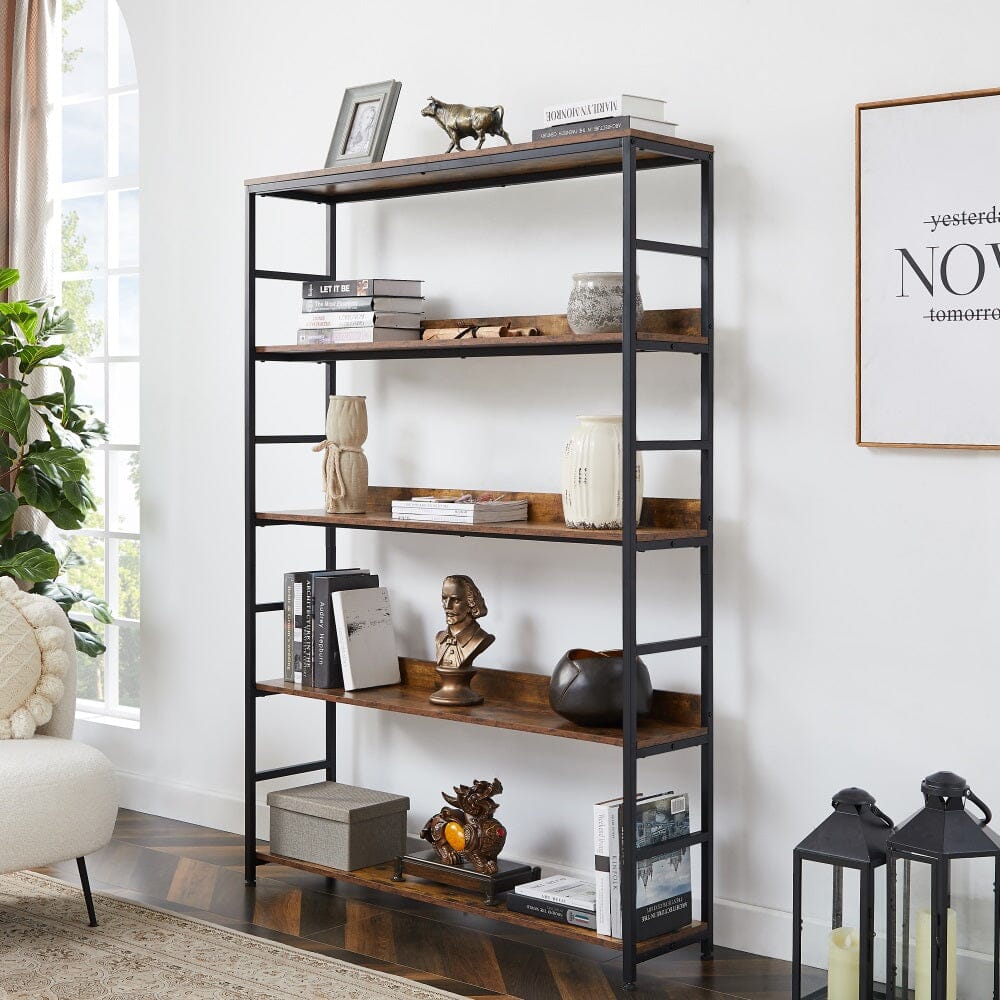 Giving Tree 5 Tier Large Home Office Bookcase Open Bookshelf Storage with Metal Frame