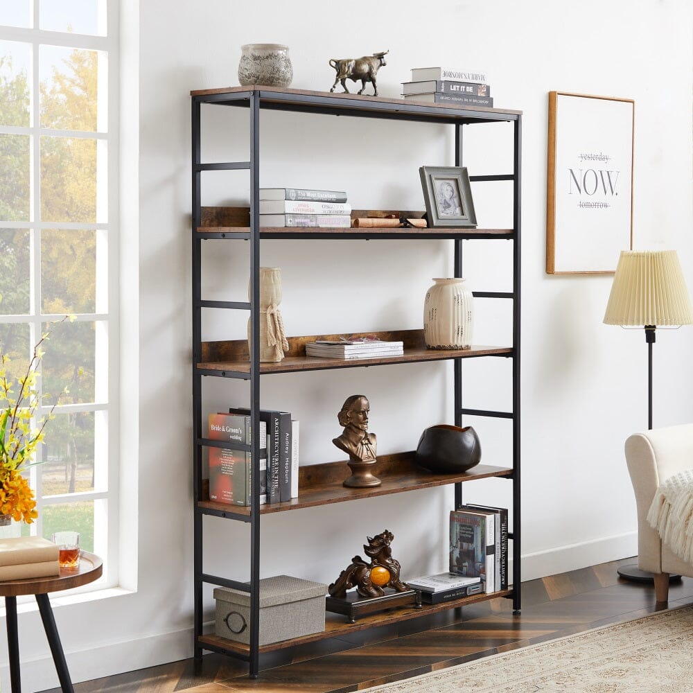 Giving Tree 5 Tier Large Home Office Bookcase Open Bookshelf Storage with Metal Frame