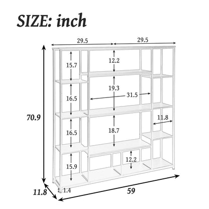 Giving Tree Bookcase and Bookshelf, Home Office 5 Tier Bookshelf, Open Freestanding Storage Shelf with Metal Frame, Black