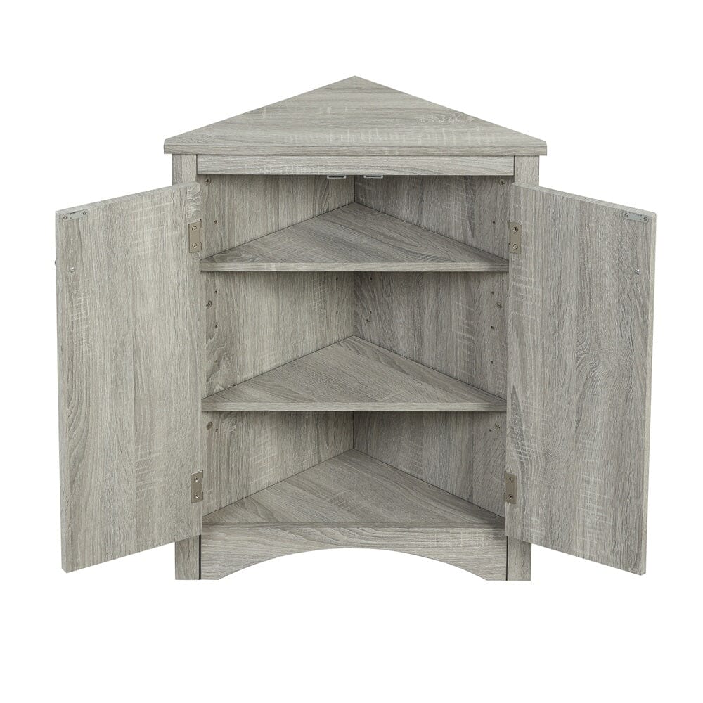 Giving Tree Oak Triangle Bathroom Storage Cabinet with Adjustable Shelves, Freestanding Floor Cabinet for Home Kitchen