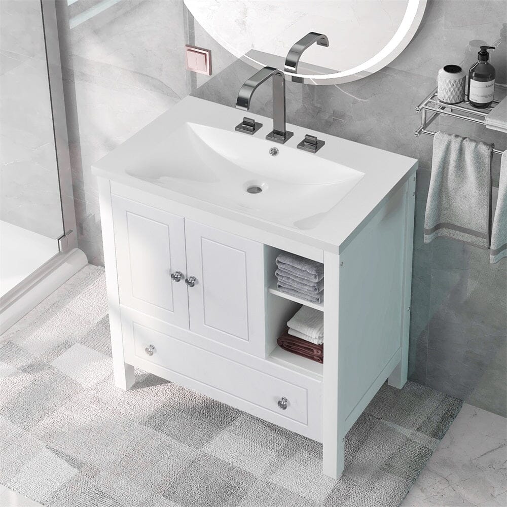 30&quot; Freestanding Bathroom Vanity Storage Cabinet with Ceramic Sink