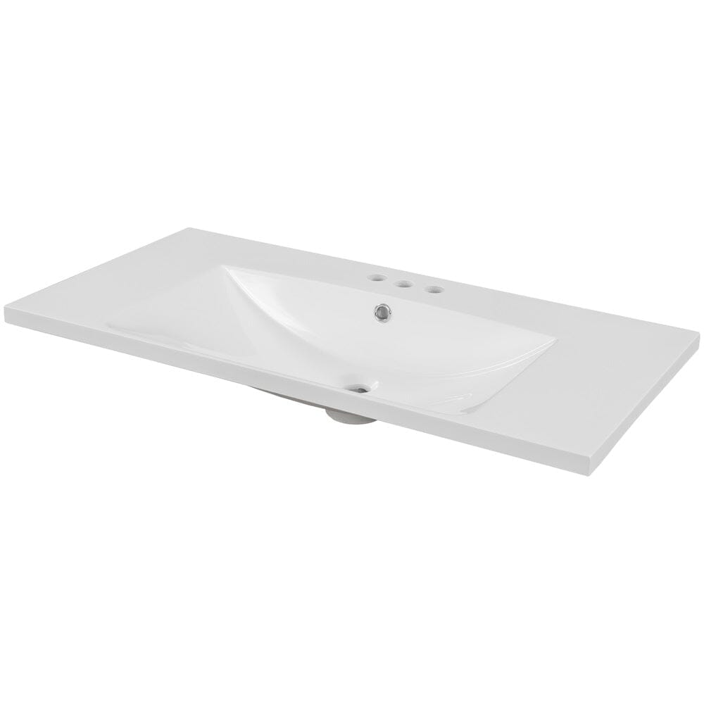 Giving Tree 36&quot; Single Bathroom Vanity Top with White Basin, 3-Faucet Holes, Ceramic, White