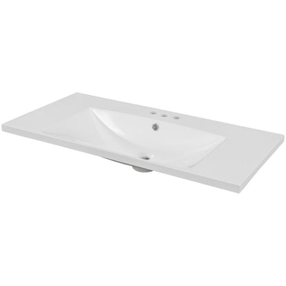 Giving Tree 36&quot; Single Bathroom Vanity Top with White Basin, 3-Faucet Holes, Ceramic, White