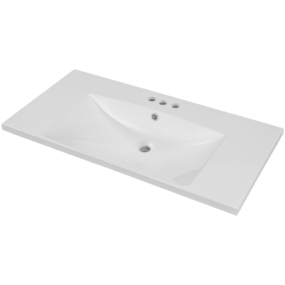 Giving Tree 36&quot; Single Bathroom Vanity Top with White Basin, 3-Faucet Holes, Ceramic, White