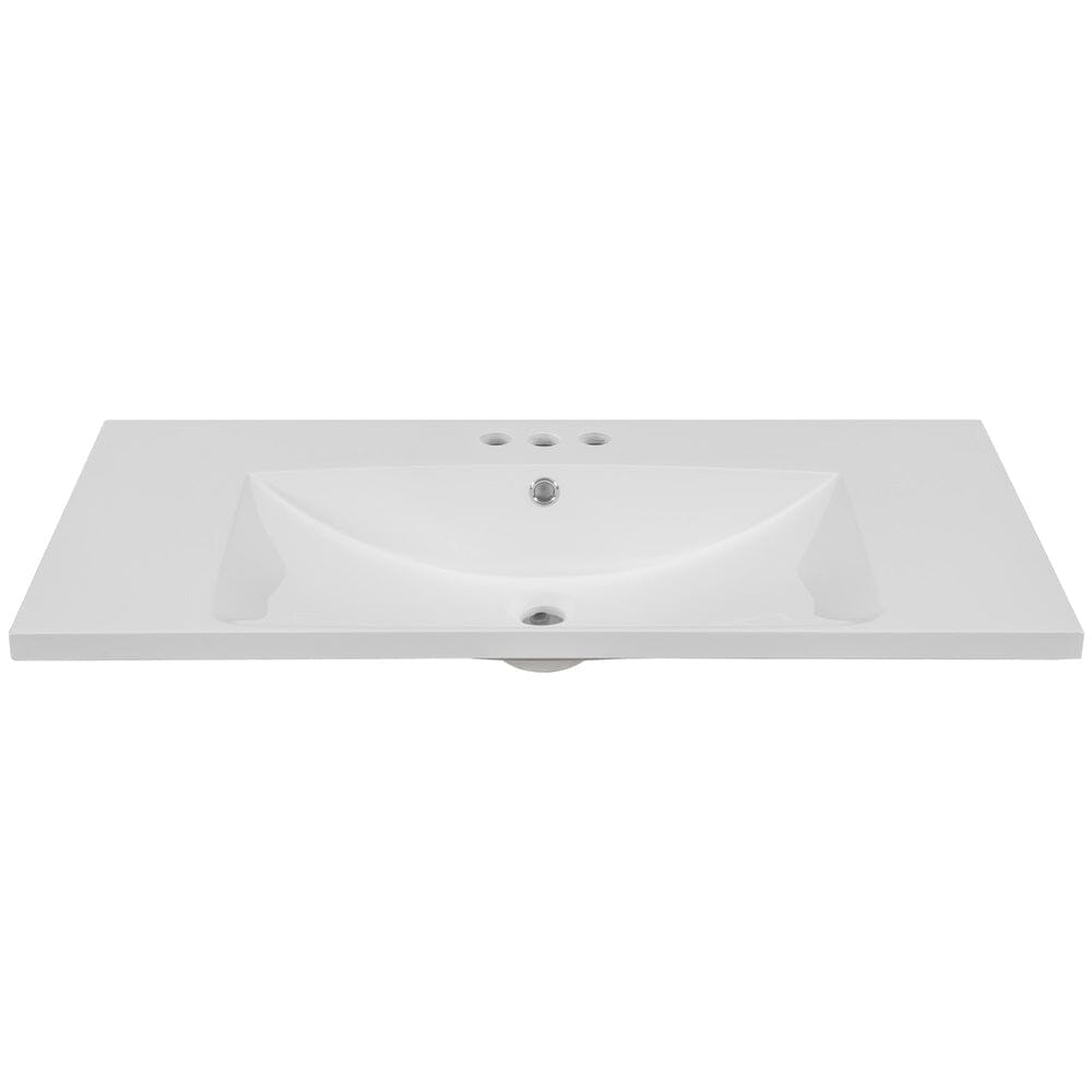 Giving Tree 36&quot; Single Bathroom Vanity Top with White Basin, 3-Faucet Holes, Ceramic, White