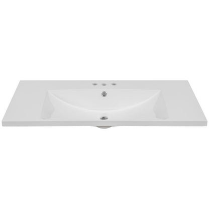 Giving Tree 36&quot; Single Bathroom Vanity Top with White Basin, 3-Faucet Holes, Ceramic, White