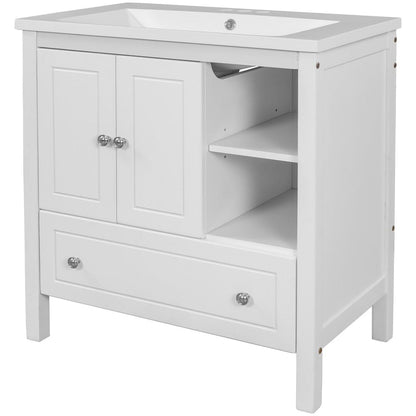 30&quot; Freestanding Bathroom Vanity Storage Cabinet with Ceramic Sink