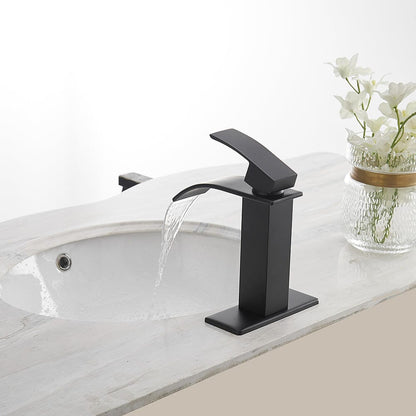 Giving Tree Waterfall Spout Single Handle Bathroom Sink Faucet with Drain