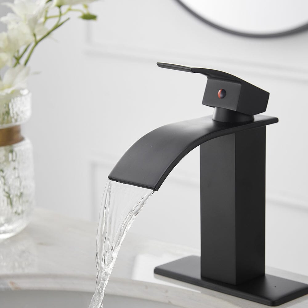 Giving Tree Waterfall Spout Single Handle Bathroom Sink Faucet with Drain