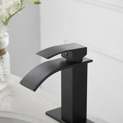 Giving Tree Waterfall Spout Single Handle Bathroom Sink Faucet with Drain