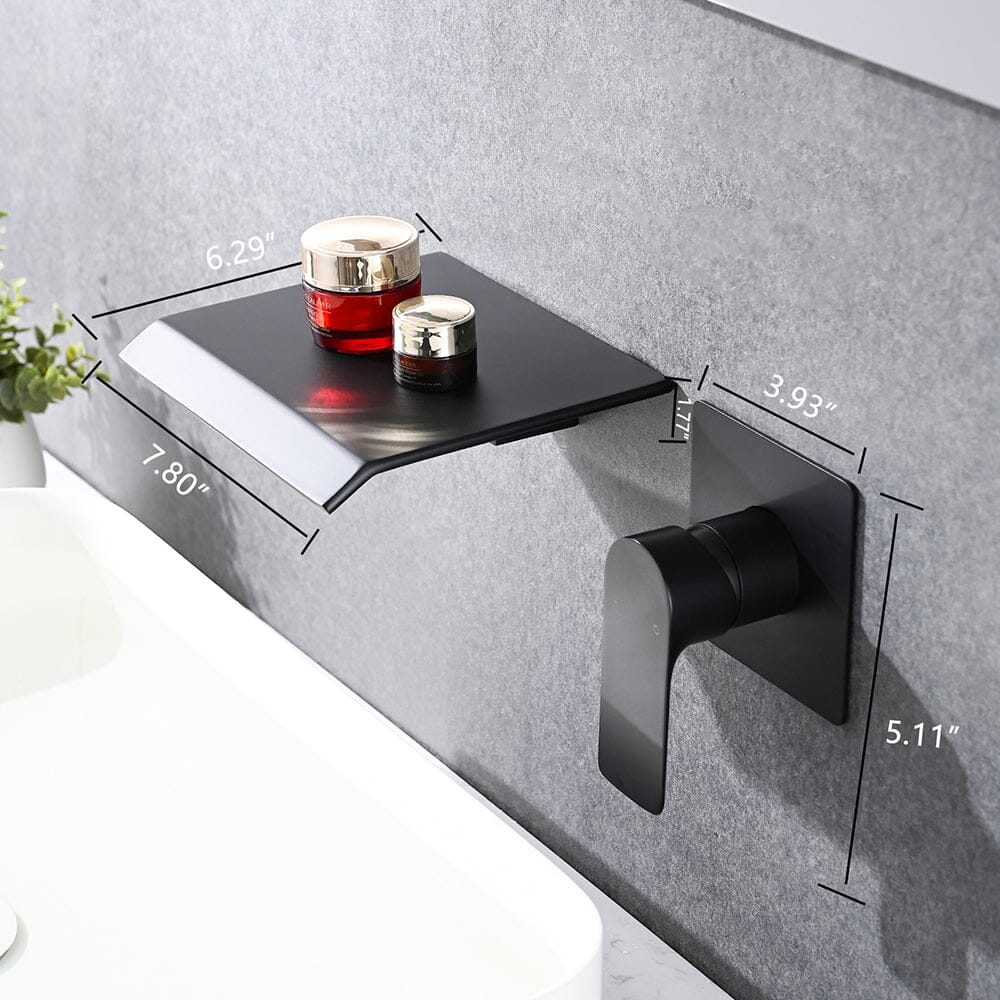 Bathroom Waterfall Wall Mounted Sink or Tub Faucet Single Handle