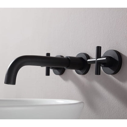 Giving Tree Double Handle Wall Mounted Bathroom Sink Faucet