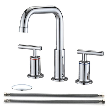 8 in. Widespread Double Handle Bathroom Faucet with Pop Up Drain