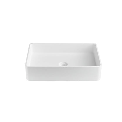 Rectangular Vessel 21&quot; X 14&quot; White Stone Resin Modern Above Counter Bathroom Vanity Sink