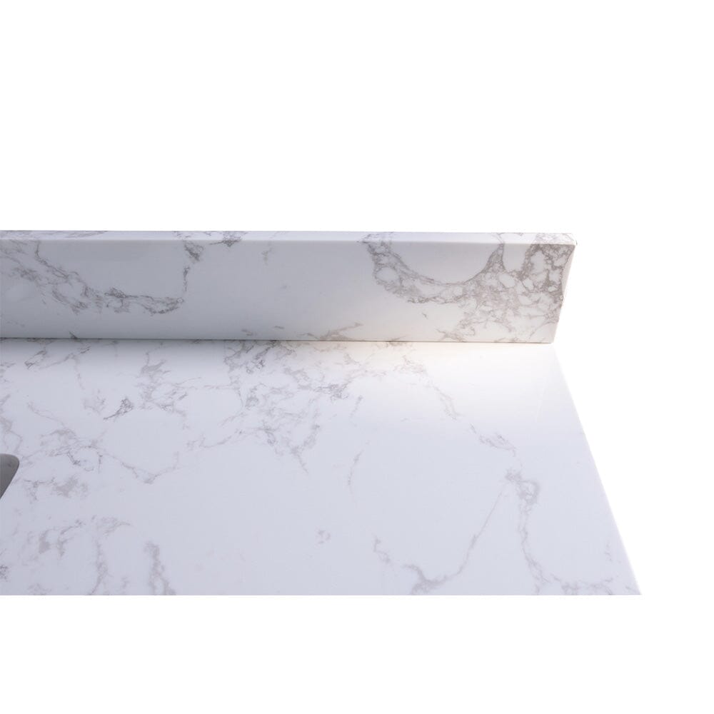 Giving Tree 49‘’x22&quot; bathroom stone vanity top engineered stone carrara white marble color with rectangle undermount ceramic sink and 3 faucet hole with back splash .