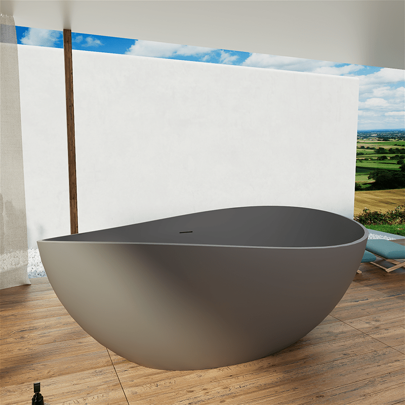 Matte gray Wave Shaped Soaking Bathtub