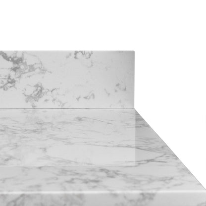 Giving Tree 61&quot; carrara white engineered stone vanity top backsplash