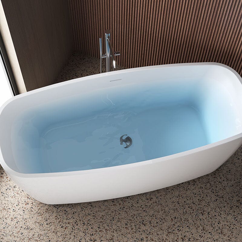 Mokleba 59&quot; Acrylic Square Shape Freestanding Soaking Tub with Overflow &amp; Drain