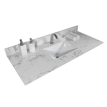 43&quot; x22&quot; bathroom stone vanity top with rectangular undermount ceramic sink and back splash