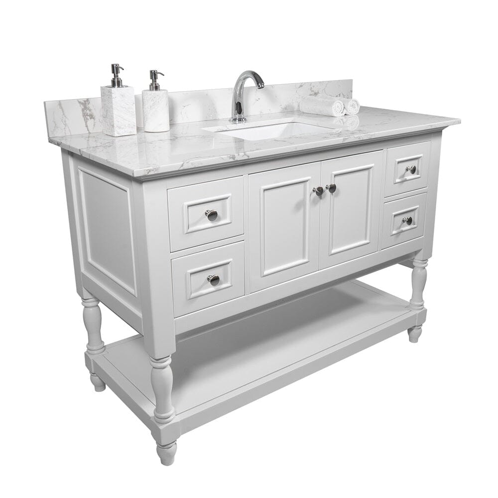 43&quot; x22&quot; bathroom stone vanity top with rectangular undermount ceramic sink and back splash