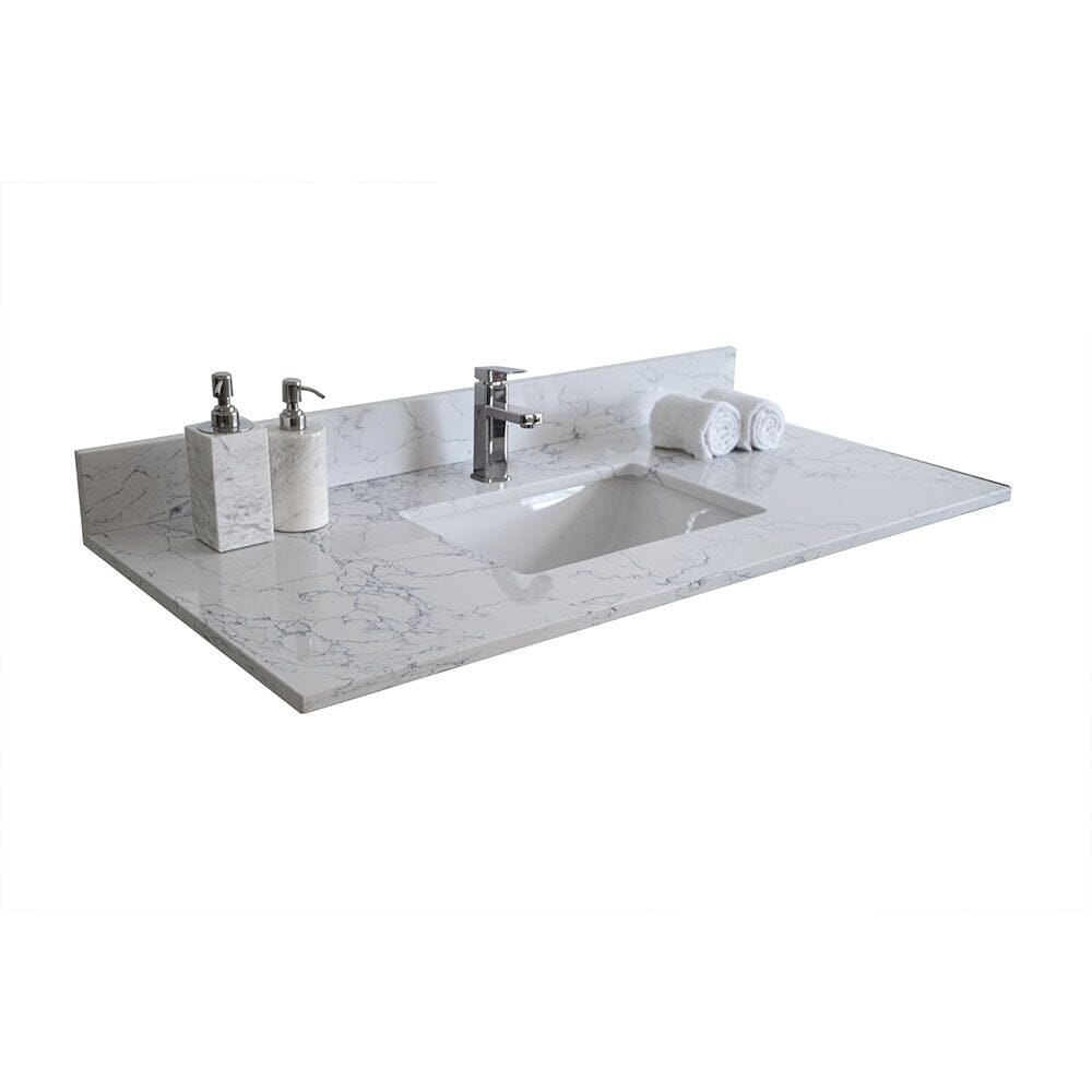 43&quot;x 22&quot; bathroom stone vanity top with undermount ceramic sink and single faucet hole