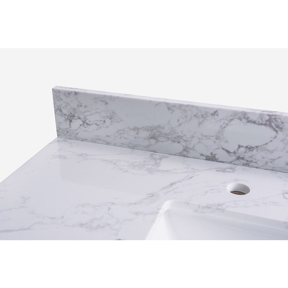 Giving Tree 61&quot; carrara white engineered stone vanity top backsplash