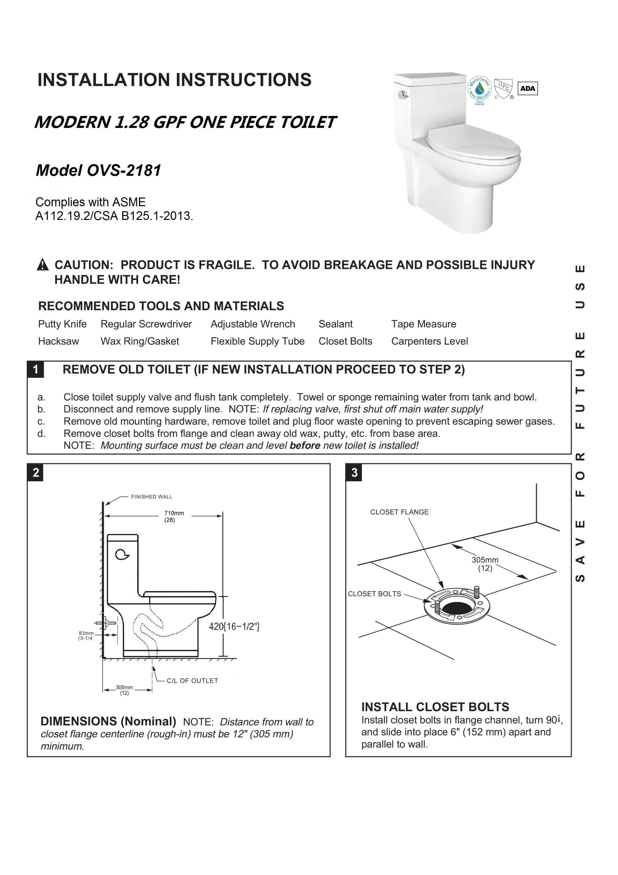 1.28 GPM (Water Efficient) One-Piece ADA Elongated  Toilet, Soft Close Seat Included (cUPC Approved) - 28&quot;x 14.5&quot;x 29&quot;