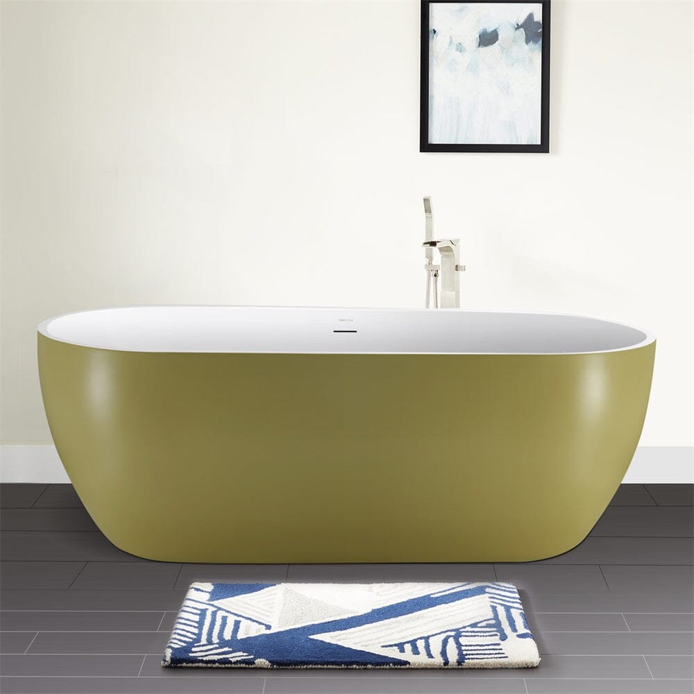 matte gold Oval Freestanding Center Drain tub