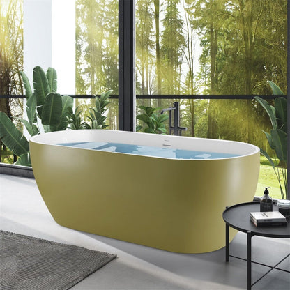 59&quot; Oval matte gold Soaking tub with Center Drain