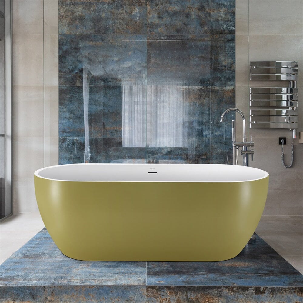 Freestanding and Center Drain design matte gold tub 