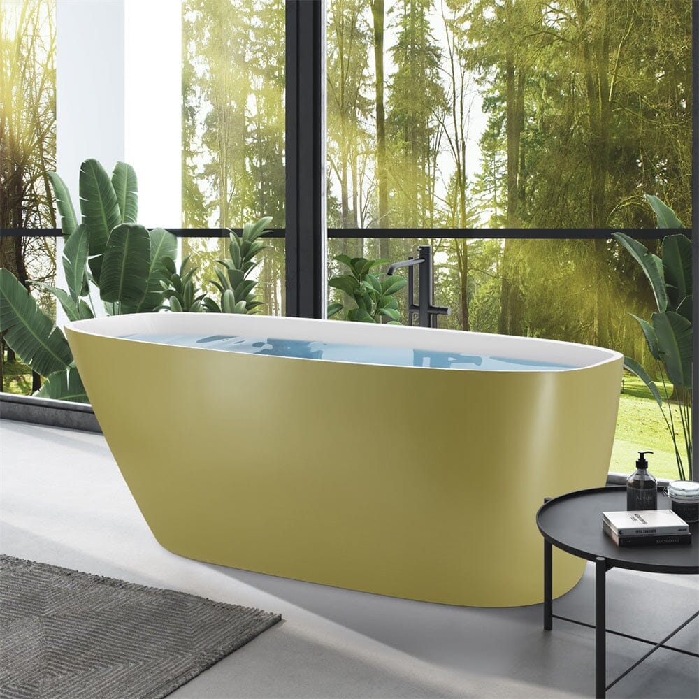 Mokleba 63&quot; Acrylic End Drain Freestanding Tub with Pop-up Drain